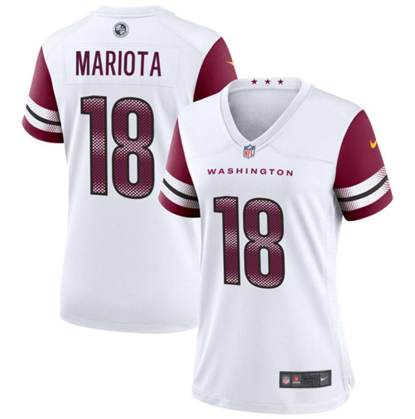 Women's White Washington Commanders #18 Marcus Mariota Stitched Jersey(Run Small)
